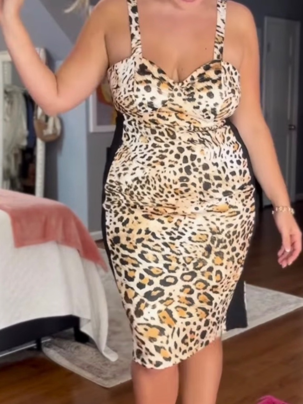 Venus color block mini dress vintage leopard - Picture 4 of 4